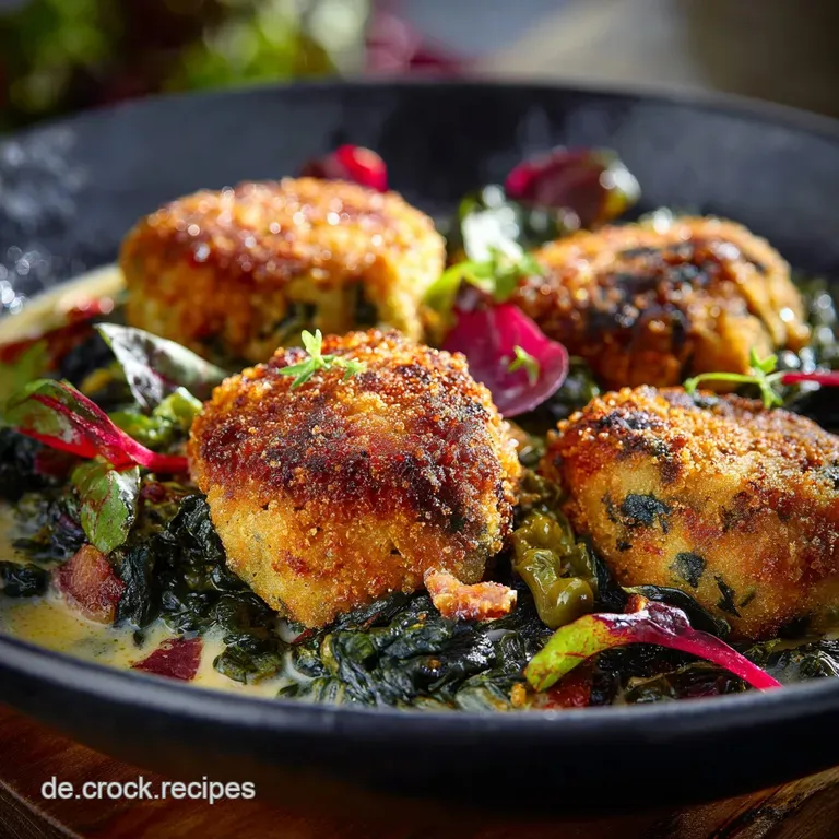Kroketten Auflauf Mit Spinat Und Erbsen Herzhaftes Hausmannskost Gericht presentation