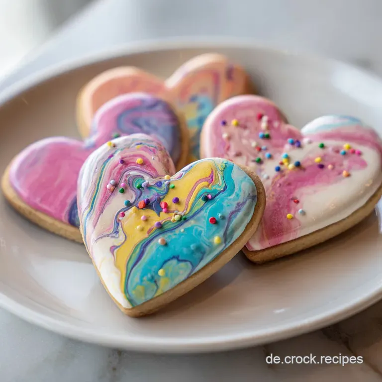 Marmorierte Herzkekse mit Royal Icing