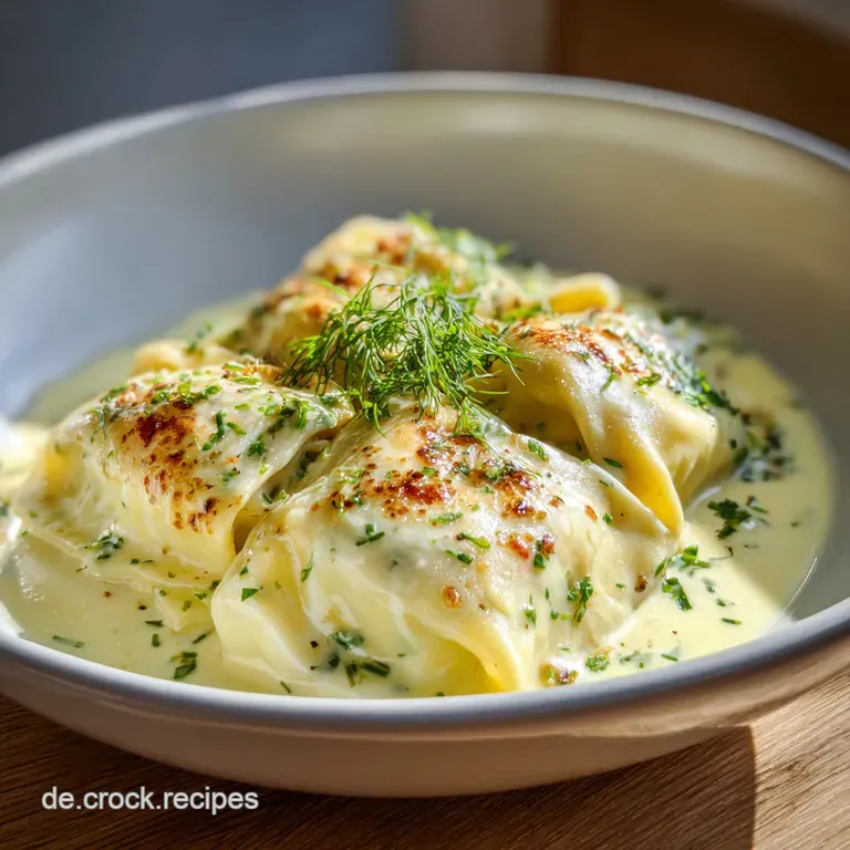 Artfully arranged Maultaschen in rich tomato sauce, garnished with fresh basil and a drizzle of olive oil, a flavorful, el...