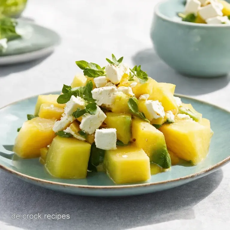 Melonensalat mit Feta Sommerfrische auf dem Teller