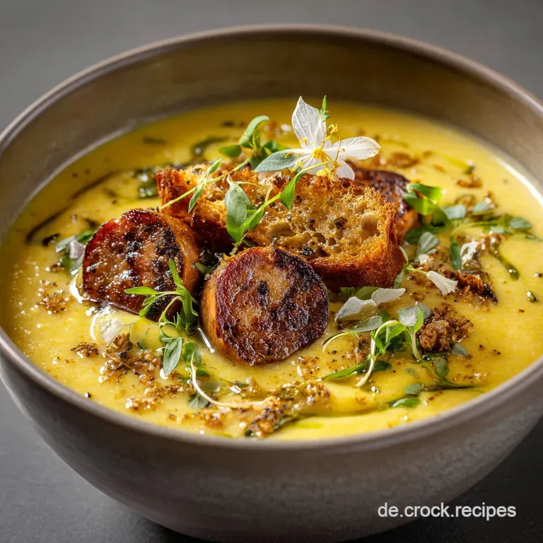 Omas Beste Herzhafte Kartoffelsuppe mit Rauchenden W&uuml;rstchen und Majoran