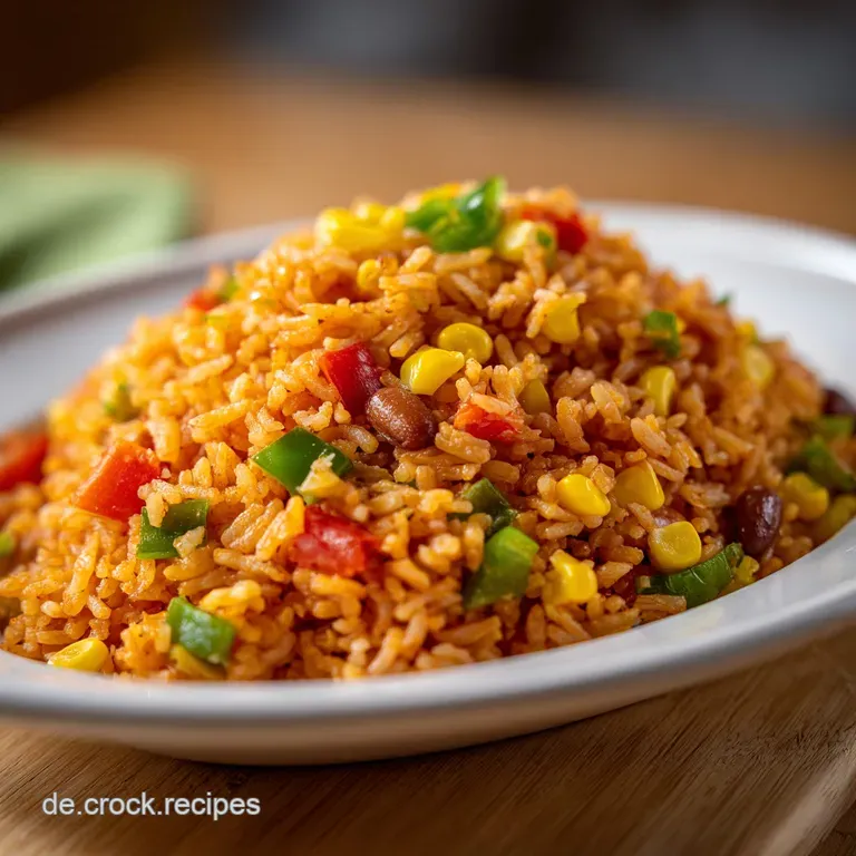 Dampfender, cremiger Reis mit buntem Gem&uuml;se auf einem wei&szlig;en Porzellanteller, garniert mit frischen gr&uuml;nen Kr&auml;utern.