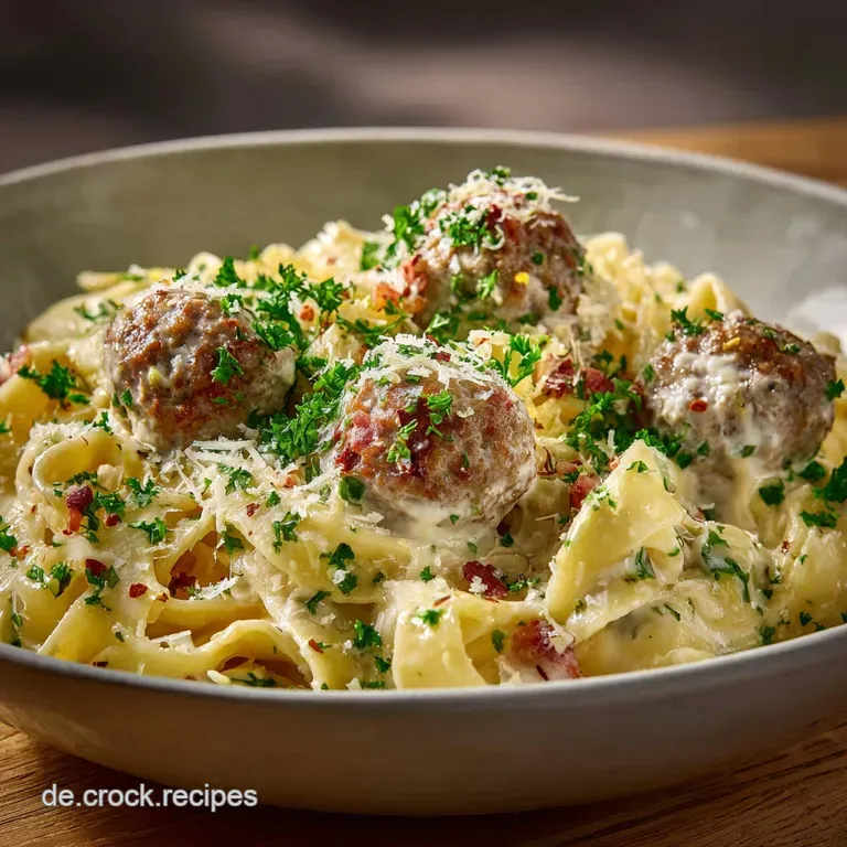 Der ultimative Komfortteller Tagliatelle mit saftigen Hackbällchen in cremiger MuskatRahmsoße