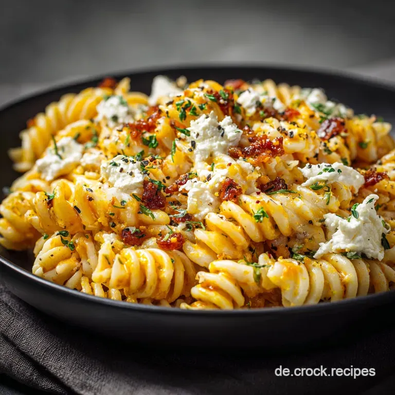 Der HerbstHit aus dem Ofen Cremige Pasta vom Blech mit Kürbis und Feta