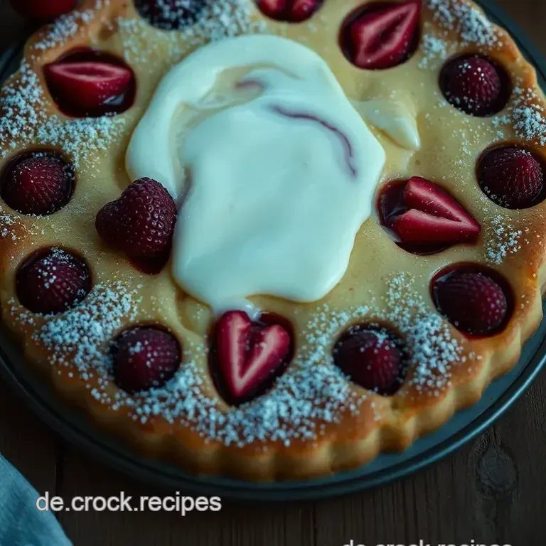 Pfannkuchen mit Himbeerfüllung und Vanillesauce presentation