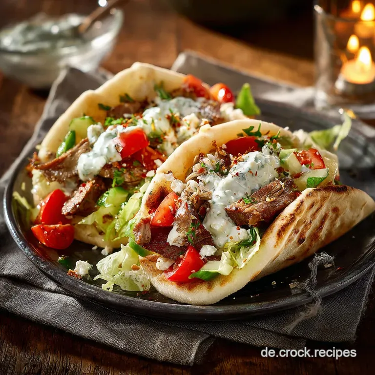 Pita Taschen Salat Mit Gyros: Das Feierabend-Rezept Mit Cremigem Tzatziki presentation