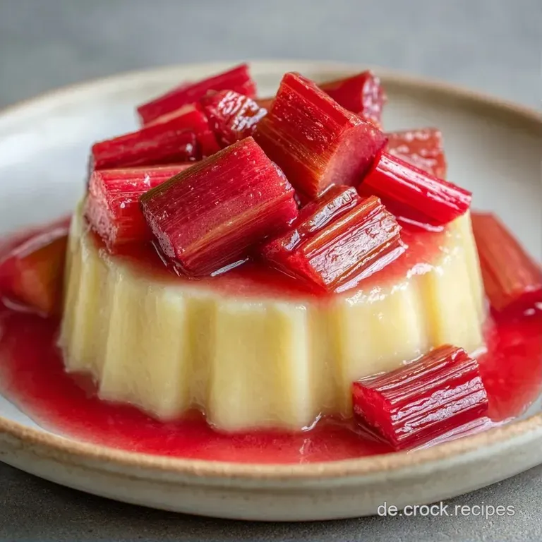 Elegante Anrichtung auf wei&szlig;em Porzellan mit geschmeidigem Vanillecreme-Spiegel und leuchtend rotem Fruchtspiegel.