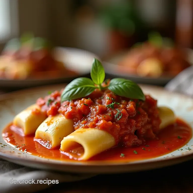 Nonnas Stolz &Uuml;ppige Rindfleisch Und Ricottacannelloni Mit W&uuml;rziger Tomatensauce presentation