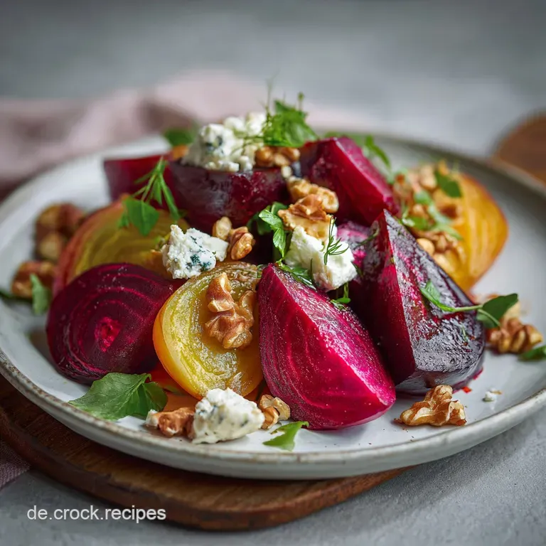 Plated beet salad: earthy beets meet salty feta, drizzled with oil, sprinkled with herbs&mdash;a vibrant, delicious contrast of ...