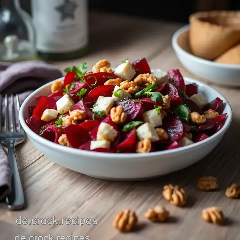 Roter Rubin: Rote Bete Salat mit Ziegenkäse &amp Walnuss-Dressing presentation