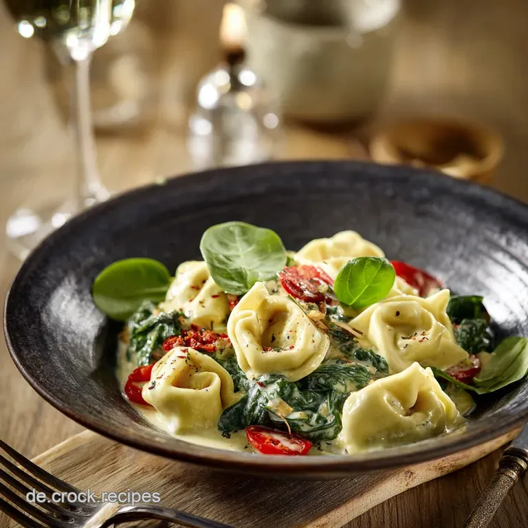 Ruck Zuck Tortellini: Blitz-Feierabend in Cremiger Tomaten-Spinat-So&szlig;e presentation
