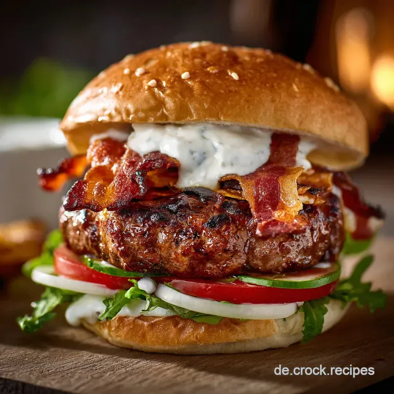 Der Unwiderstehliche Ranchbaconburger Im Crack Burger Style presentation