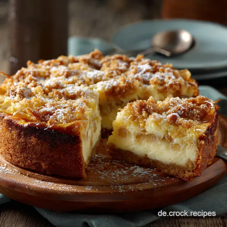 Omas Liebling Der Saftigste RhabarberQuarkStreuselkuchen mit Vanille