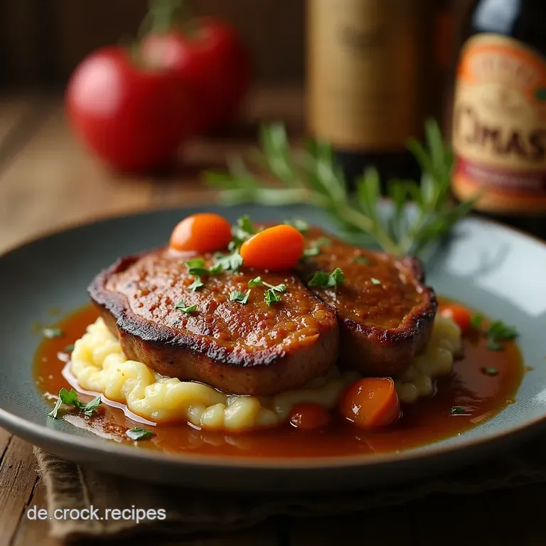 Omas Schatzkiste Saftiger Rinderbraten in Dunkelbierkr&auml;uterjus presentation