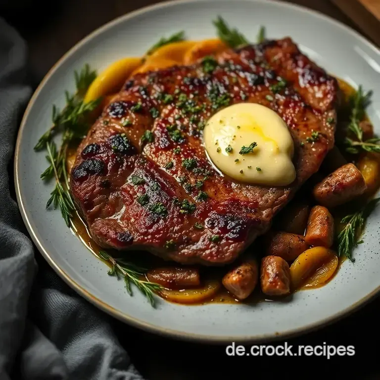 Saftiges Rumpsteak mit Kräuterbutter presentation