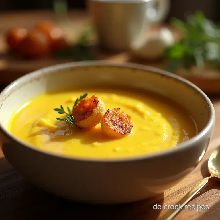 Wei&szlig;es Gold Samtige Rheinische Spargelcremesuppe Mit Schnittlauchcro&ucirc;tons presentation