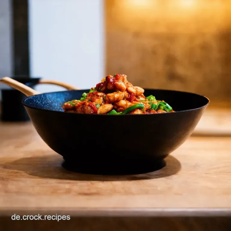 Schneller H&auml;hnchengem&uuml;sewok Mit Erdnusssauce presentation