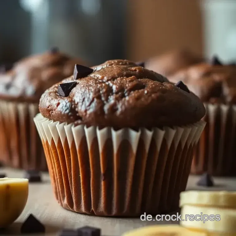 Schoko-Banane Muffins mit Schokostückchen presentation