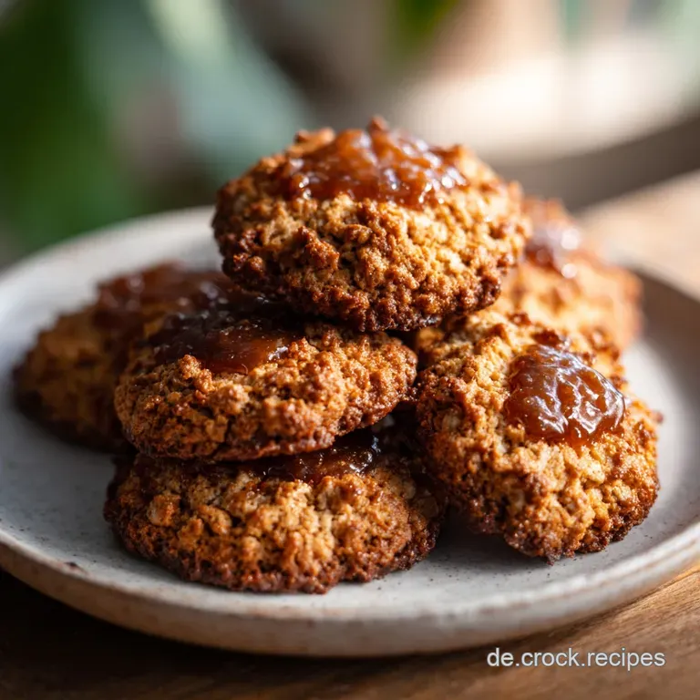 Stack of rustic oat cookies dusted with sugar, plated with a glass of milk, invitingly arranged on a linen napkin.