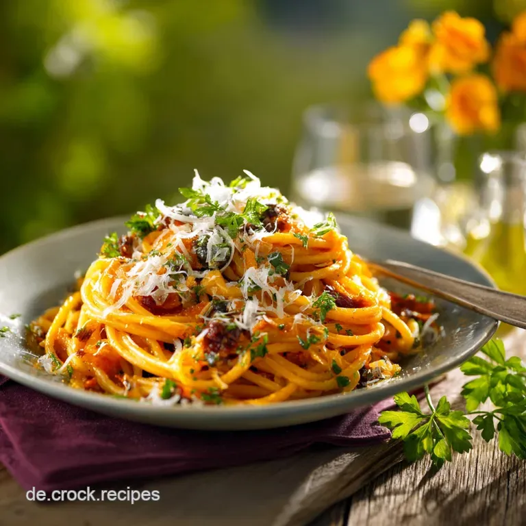 Spaghetti mit K&uuml;rbisParmesanSo&szlig;e: Der goldene Herbst auf dem Teller