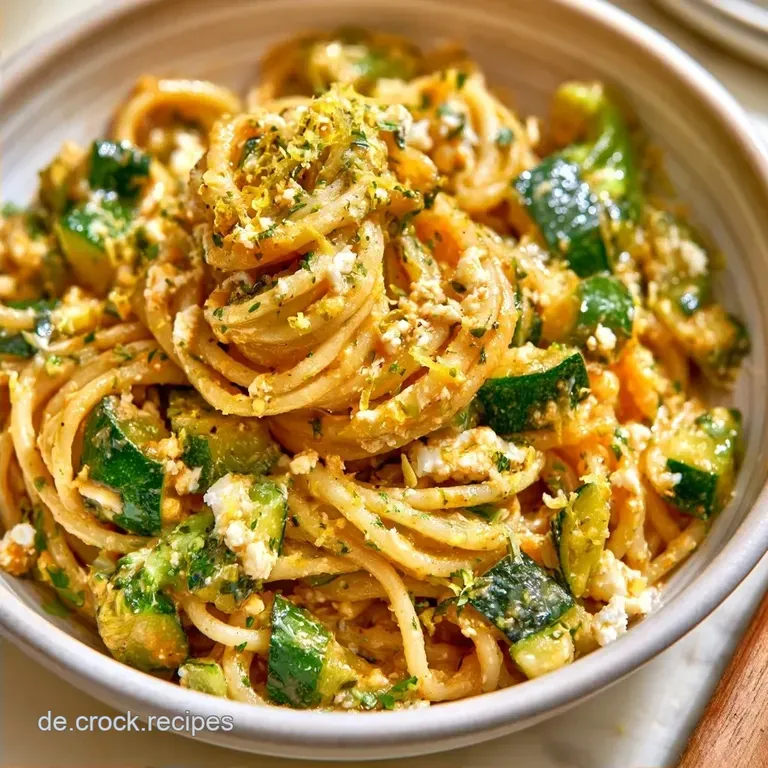 Spaghetti Zucchini Zitronensauce mit Feta