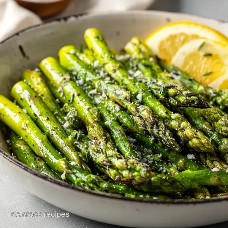Tender white asparagus spears artfully arranged with hollandaise sauce and a sprinkle of chives.