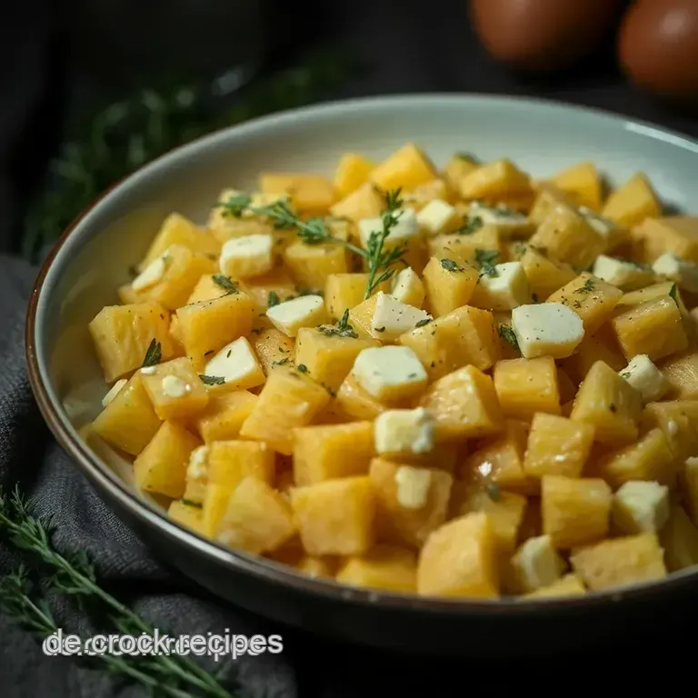 Süßkartoffelauflauf mit Käse und Kräutern presentation