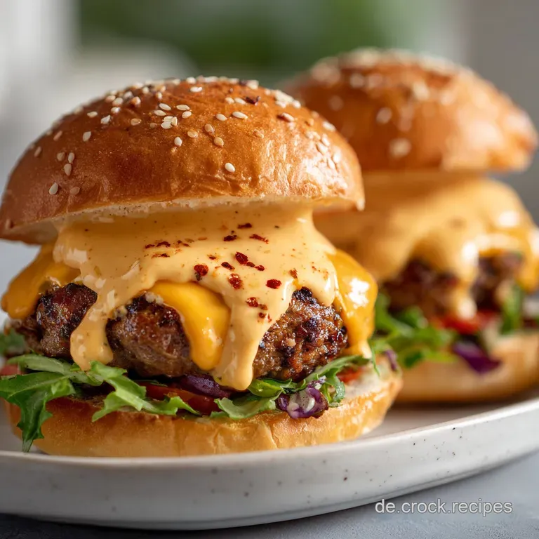 Burgersauce swirled artfully on a plate. Creamy texture contrasted by the herbs and spices. Ready to be paired with a burger.