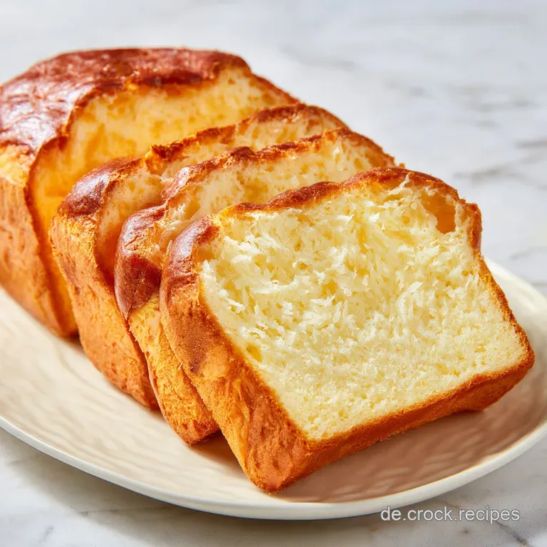 Neatly stacked slices of airy white bread on a minimalist ceramic plate, garnished with toasted coconut flakes.