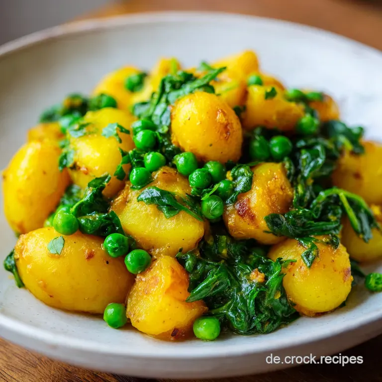 Cremige, gelbliche Sauce umh&uuml;llt zarte Kartoffeln, garniert mit Chili-Ringen auf einer dunklen, matten Keramikplatte.