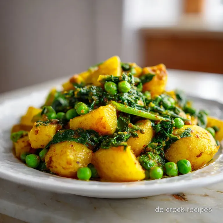 Veganes Kartoffelcurry mit Spinat und Erbsen: Cremig