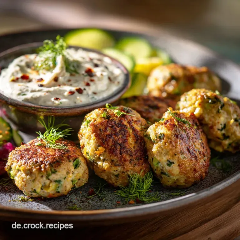 Veggie K&ouml;fte mit FetaGurken Dip: Der Feierabend-Hit mit perfekter Bindung