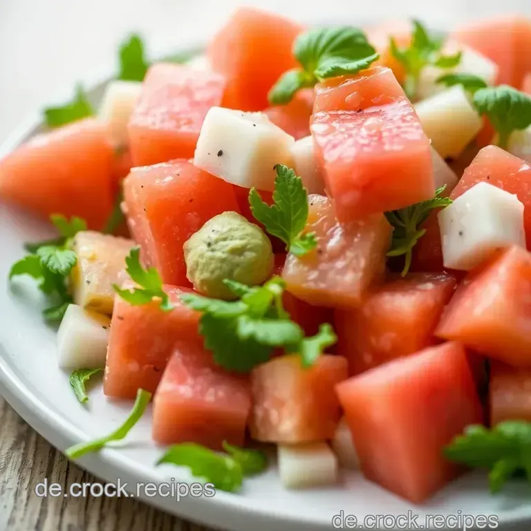 Wassermelonen-Feta-Salat mit Limette und Minze presentation
