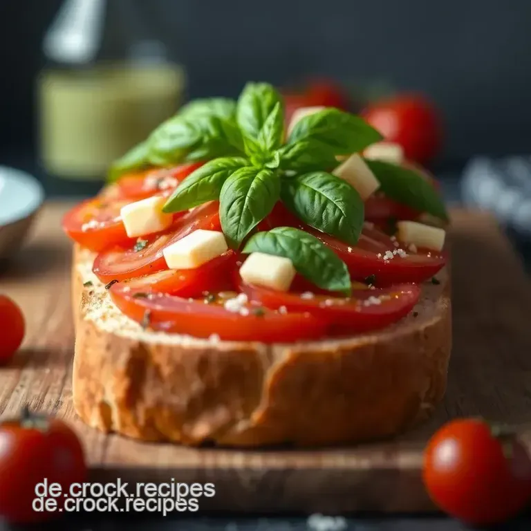 Zauberhafte Bruschetta mit Tomaten und Basilikum presentation