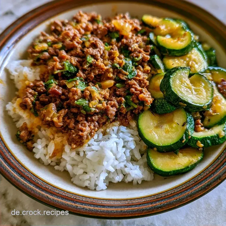 Zucchinipfanne Mit Hackfleisch Und Reis